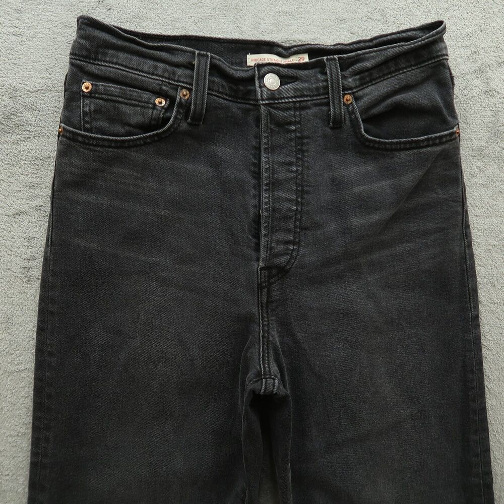 Levi's Jeans Women's Size 29 Gray High-Rise Ribcage Straight Ankle 24" Inseam - Picture 14 of 16